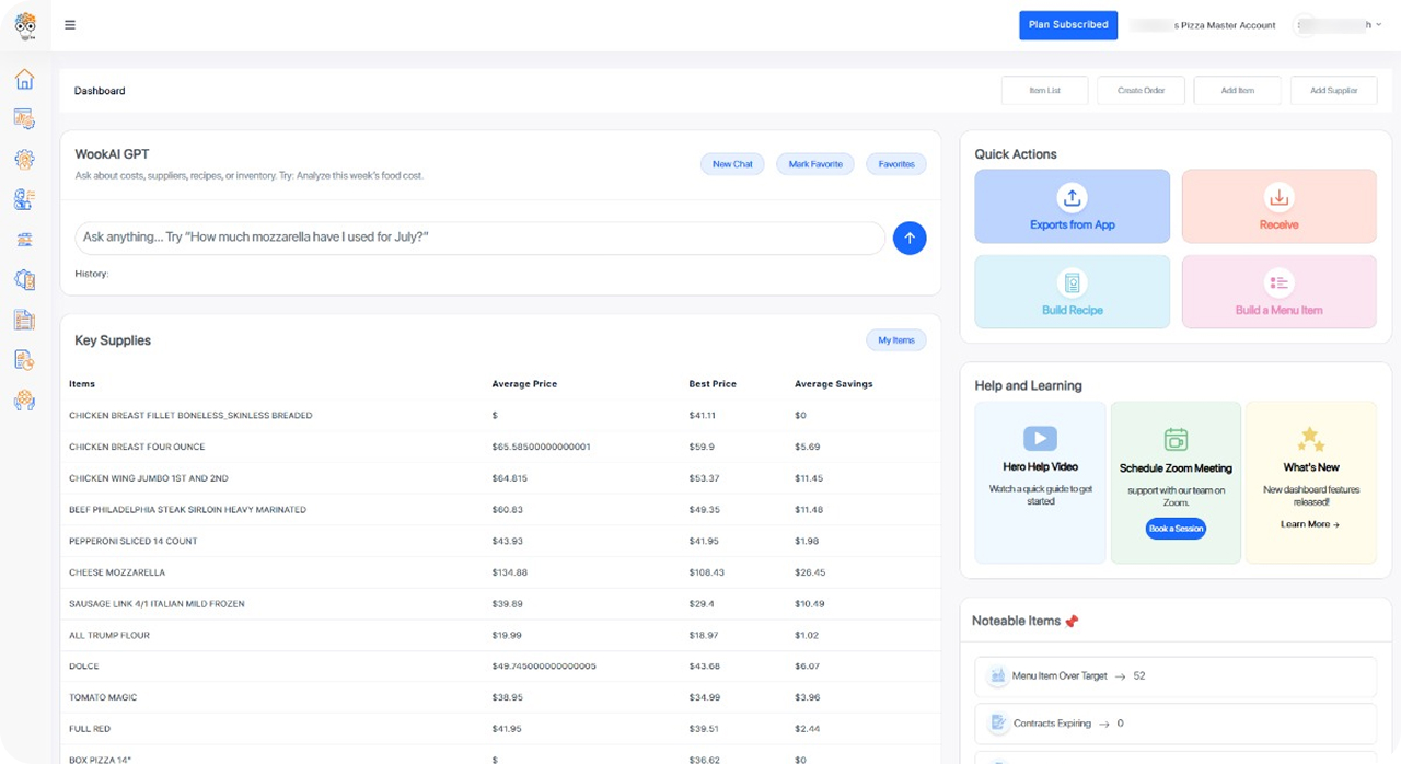 WookAI dashboard overview screenshot