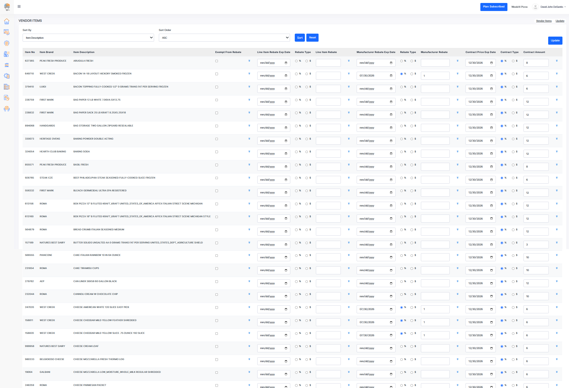 Rebate and contract tracking dashboard